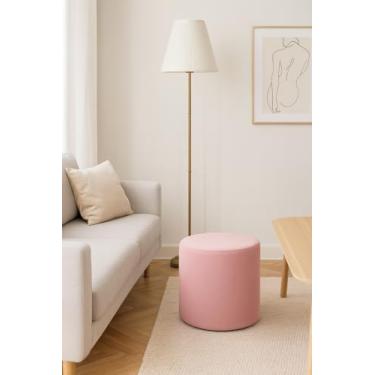 Imagem de Puff Decorativo Redondo Suede para Sala Quarto Banqueta Estofado (Rosa)