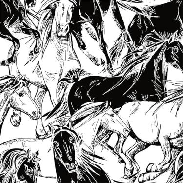 Imagem de Papel de parede moderno preto e branco cavalo animal arte abstrata papel de contato papel de parede vintage adesivo de vinil em papel de parede para quarto, banheiro, armário de cozinha adequado para