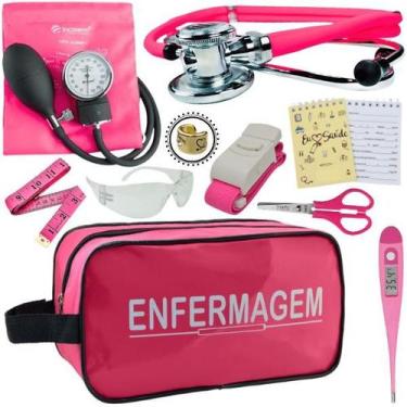 Imagem de Kit Enfermagem Aparelho de Pressão Estetoscópio Estágio Incoterm, Fúcs