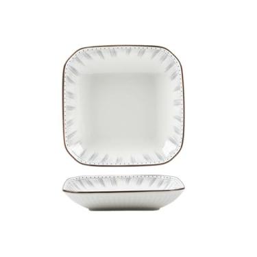 Imagem de Pratos listrados retrô de névoa de cerâmica europeia simples grande prato quadrado de 20 cm