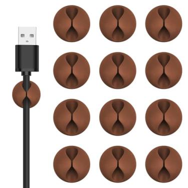 Imagem de Pacote com 12 clipes para cabos, organizador de cabos adesivos, mesa de cabeceira, carregador USB, suporte para mesa de escritório