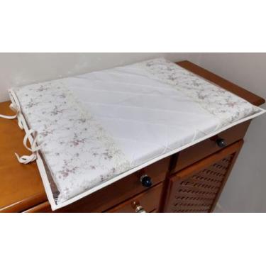 Imagem de Trocador para comoda Bebe Floral Rose Rosa antigo com Guippir Luxo Bor