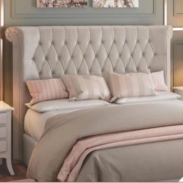 Imagem de Cabeceira Estofada Cama Box Casal 1,40 Miraggio para Quarto em Linho Cinza - Larbelle