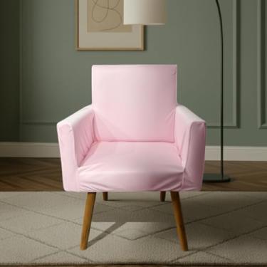 Imagem de Capa Para Poltrona Nina Decorativa Sala Escritorio Quarto Em Malha Gel Liso (Rosa)