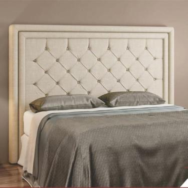 Imagem de Cabeceira Estofada Cama Box King 1,95 Padano para Quarto Corino Bege - Larbelle