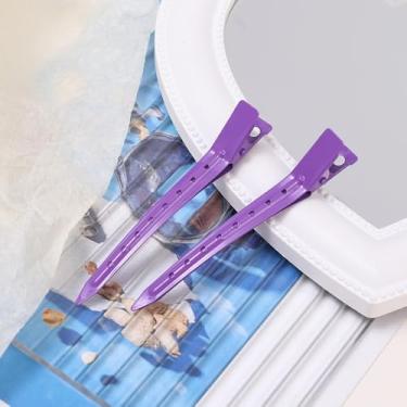 Imagem de 2 peças de grampos de cabelo metal bico de pato crocodilo ondulado grampos de cabelo barbearia posicionamento de grampo de cabelo mulheres meninas acessórios, roxo