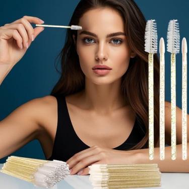Imagem de 100 peças descartáveis de cristal rímel varinha e pincéis labiais spoolies de cílios aplicador de brilho labial tatuagem sobrancelha suprimentos de extensão de cílios