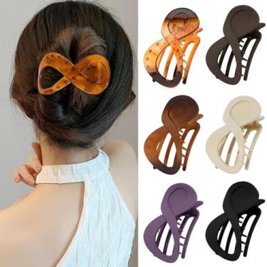 Imagem de 6 peças de grampos de cabelo lisos franceses Concord para mulheres, grampos de garra de cabelo curvos, presilhas de cabelo de jacaré, volume para espesso, não escorrega, prendedor forte, clipes de