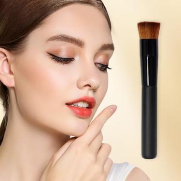 Imagem de Pincel de base de topo plano para maquiagem líquida e creme, cerdas macias densas para mistura sem costura e aplicação impecável no rosto