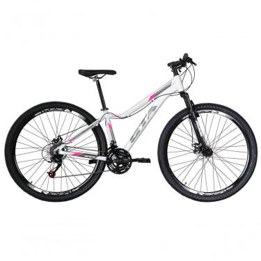 Imagem de Bicicleta Aro 29 Feminina Gta Start 21v Freio A Disco Hidráulico Alumínio Garfo Suspensão - Branco-cinza-rosa Tam.15