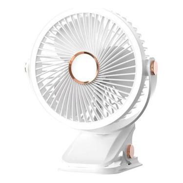 Imagem de Mini Ventilador Portátil Com Led Recarregável Usb 3 Pás - 2W, Branco