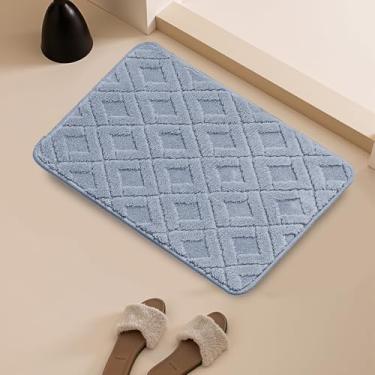 Imagem de 1 peça de tapete interno/externo - antiderrapante super absorvente para entrada e banheiro, lavável na máquina design discreto - azul 14,96 x 22,83