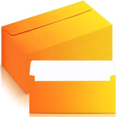 Imagem de Fullhawl 200 peças #10 envelopes de negócios coloridos autoadesivos padrão gradiente para cheques de escritório cartas papel timbrado convites anúncios 10 x 23 cm (laranja gradiente)