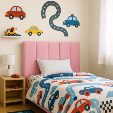 Imagem de Cabeceira Solteiro Cama Estofada Box Isis 90cm Veludo Rosa - BELA DO Q