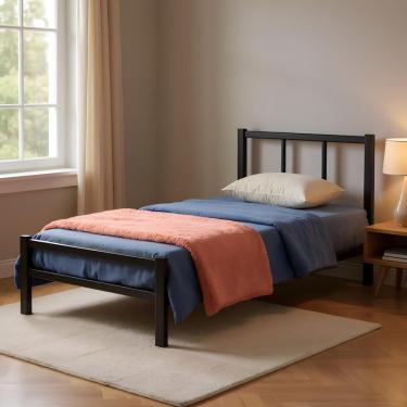 Imagem de Cama Com Colchão 88cm Solteiro De Ferro - Preto