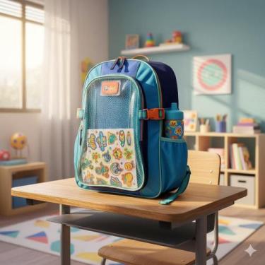 Imagem de Mochila Infantil de Costas Menino Puket Color Block Azul