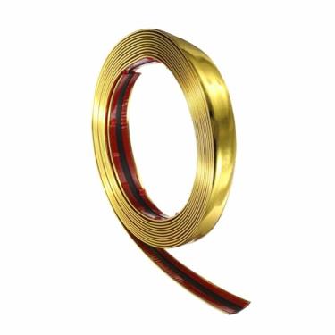 Imagem de HARFINGTON Moldura de acabamento de parede de 5 m x 2 cm, fita autoadesiva de PVC flexível para parede, teto, piso, armário, azulejo, borda, bordas, espelho, espelho dourado