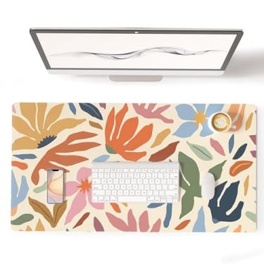 Imagem de Colorful Star Mouse pad grande floral abstrato, à prova d'água, tapete de mesa de escritório, tapete de mouse antiderrapante para jogos, protetor de laptop para PC 2GG, almofadas de couro PU para