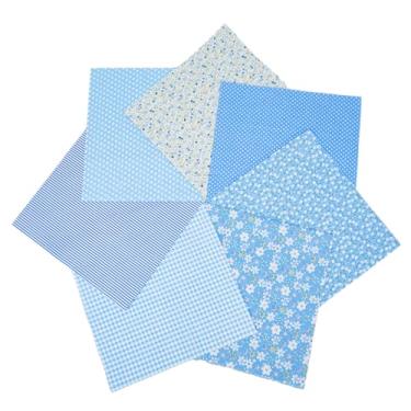 Imagem de letsinstyle 7 pacotes de tecido de algodão, 50,8 x 50,8 cm, tecidos acolchoados quadrados, azul, floral, folhas gordas, tecidos pré-cortados de patchwaork para decoração de festa artesanal DIY