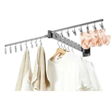 Imagem de Hhsdyl Varal de Parede Dobrável com Braço Articulado | Rotação de 180° e Poupa Espaço para Lavandaria, Roupeiro | Barra Resistente para Pendurar,Gray,B