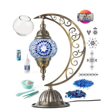 Imagem de KRAFTSTORIES Kit De Fabricação De Luminária De Lua De Mosaico Turco, Luminária De Mesa Decorativa De Vidro Colorido Faça Você Mesmo, Kit De Artesanato Para Adultos, Faça Sua Própria Luminária, Sala