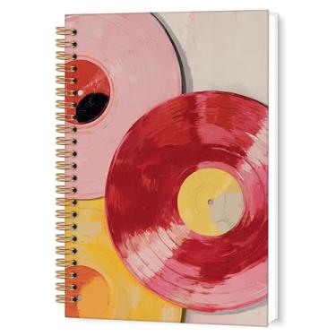 Imagem de TWRVI Caderno espiral de discos de vinil, presentes para amantes de discos de vinil, caderno musical pautado para faculdade, material escolar, feminino, caderno feminino Y2K, 14 x 8,7 cm, 164 páginas