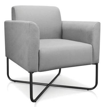 Imagem de Poltrona Marisa Suede Cinza Base X Industrial Preta D´rossi