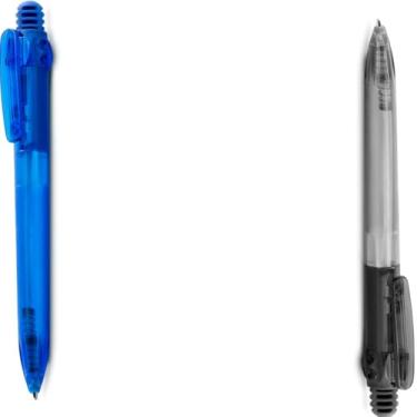 Imagem de Genérico Kit 2 Canetas Retráteis, Corpo em Papel Reciclado, Escrita Azul, com Grip Translúcido, 15cm x 3cm, para Escrita Geral (Azul e Preto)