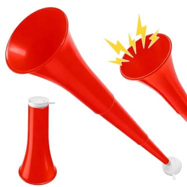 Imagem de 24 Inch Collapsible Stadium Horn, Vuvuzela Plastic Blow Cheering Horn, Collapsible Plastic Trumpet noise makers Horn for Sporting Event，Football Soccer Games, School Party Supply(Red)