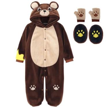 Imagem de JoeRita Macacão de urso de Halloween com capuz e luvas para bebês (6 a 9 meses)