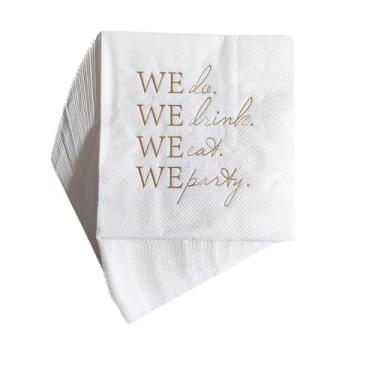 Imagem de Guardanapos de aniversário brancos e dourados, guardanapos de papel para noivado, chá de casamento, chá de panela, suprimentos de festa de aniversário, guardanapos de mesa, 40 unidades