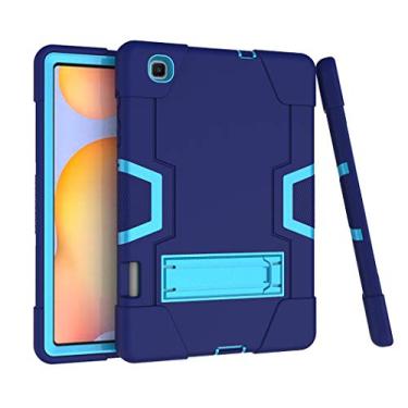 Imagem de Jaorty Capa para Samsung Galaxy Tab S6 Lite 10,4 polegadas 2024/2022/2020 (SM-P620/P610/P613/P615), híbrido 3 em 1 [macio e rígido], resistente, à prova de choque, antiderrapante, azul marinho/azul