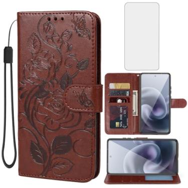 Imagem de Vavies Capa para Moto G86 5G Capa/Moto G86 Power Wallet Capas com protetor de tela de vidro temperado, flor couro flip porta-cartão de crédito suporte capa para celular para Motorola Moto G86 5G