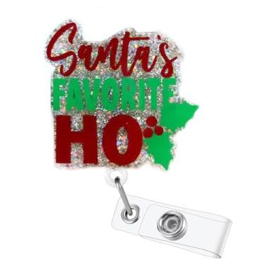 Imagem de Carretel de crachá de Natal Holly retrátil para enfermeira decoração de crachá de Natal para trabalhadores médicos, presentes de inverno, carretéis de crachá de feriado com clipe jacaré e cordão de