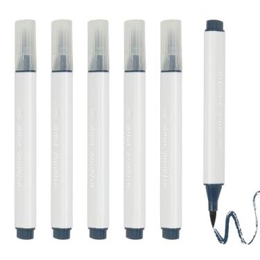 Imagem de PATIKIL Caneta de aquarela de arte, 6 peças, caneta de aquarela triangular de ponta macia para escritório, artesanato, álbuns, escrita, diário, desenho, caligrafia, azul marinho