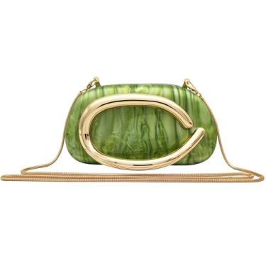 Imagem de MAIRLOM Bolsa clutch com strass para mulheres, noite, casamento, formal, - bolsa de mão redonda com fecho de pérola - Bolsa de diamante de cristal, Verde acrílico