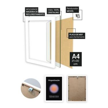 Imagem de Quadro Produtividade/Organização com Vidro e Moldura Branca Tamanho:21