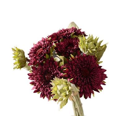 Imagem de LMJYU Presentes de flores artificiais de seda artificial, buquê de flores de girassol, decoração floral para casa, jardim, 5 peças