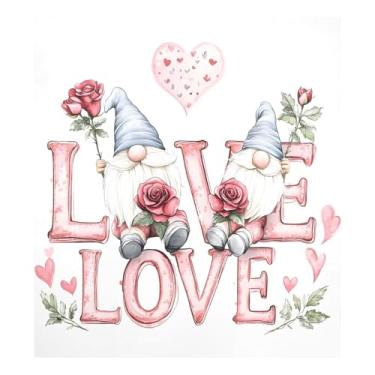 Imagem de Qilmy Capa de ímã de máquina de lavar louça de gnomo fofo dia dos namorados 58 x 66 cm capas decorativas de geladeira para porta frontal adesivo de folha magnética máquina de lavar louça painel