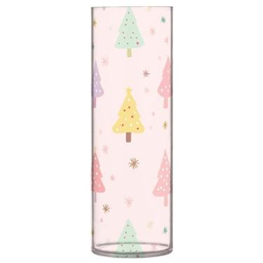 Imagem de CEBUGI Lindo vaso de flores de árvore de Natal 10 x 30 cm, vaso cilíndrico para flores, vaso transparente inquebrável para decoração de casa de festa de casamento