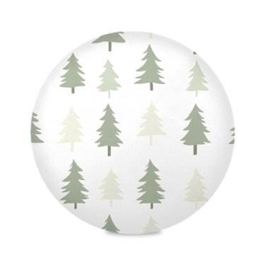 Imagem de Wassud Jogo americano verde árvores de Natal tapetes de mesa redondos para cozinha e jantar tapetes laváveis decoração de mesa 39 cm