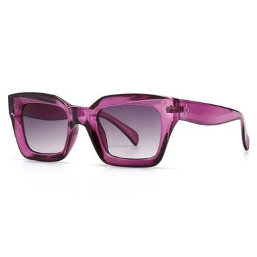 Imagem de Óculos de Sol Olho de Gato Feminino com Lentes Transparentes Degradê Oceano e Rebites Masculino com Proteção UV400 para Esportes ao Ar Livre, Corrida e Ciclismo, Degradê Roxo