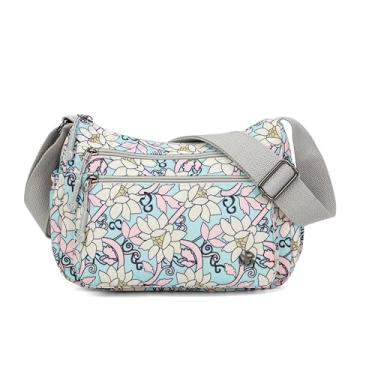 Imagem de Wytidian Bolsas transversais femininas à prova d'água de nylon bolsa de ombro espaçosa com vários bolsos carteiro bolsas de mão, Floral 01, Bolsa de ombro de nylon