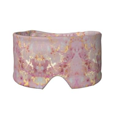 Imagem de Máscara protetora para olhos e orelhas com estampa de textura de mármore rosa, respirável, ajustável, blecaute, confortável