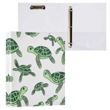 Imagem de STAYTOP Organizador de fichário redondo de tartaruga verde, fichário de 3 anéis com prancheta (carta A4), fichário fofo para material de escritório escolar