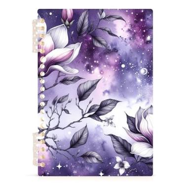 Imagem de Burbuja Caderno Magnolia Flowers, papel pautado universitário A5 com 60 folhas, fichário para escritório, 1 pacote
