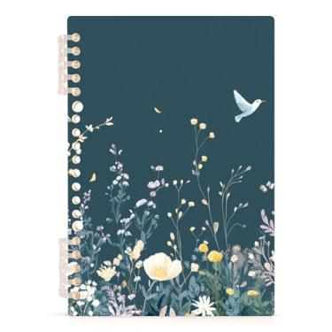 Imagem de Burbuja Caderno Wildflowers Birds, papel pautado universitário A5 com 60 folhas, fichário para escritório, 1 pacote