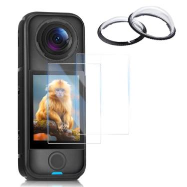 Imagem de NKSRCP Protetor de lente de plástico Insta 360 X4 Air, conjunto de protetor de tela para Insta360 X4 Air 9H filme de vidro temperado rígido antiarranhões (2 peças livres de bolhas)