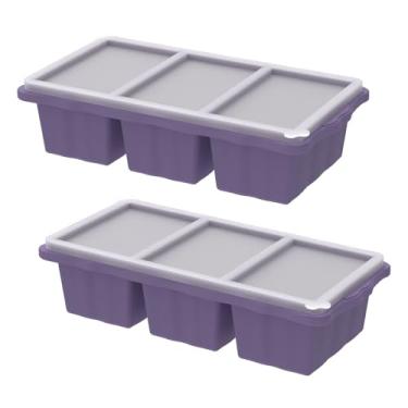 Imagem de KHZSPP 2 bandejas de silicone para freezer com tampa, bandeja grande para cubos de gelo, 1 xícara/250 ml, à prova de vazamento, 3 xícaras de molho de sopa, recipientes portáteis para congelamento de