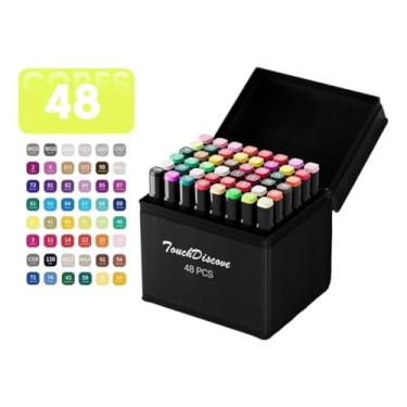 Imagem de Canetinhas Coloridas24 48 60 Cores - Ponta Dupla, Secagem Rápida, Não Tóxicas, Estojo Prático, Ideal para Desenhos, Artesanato, Arquitetura e Estudos - Qualidade e Versatilidade! (48)